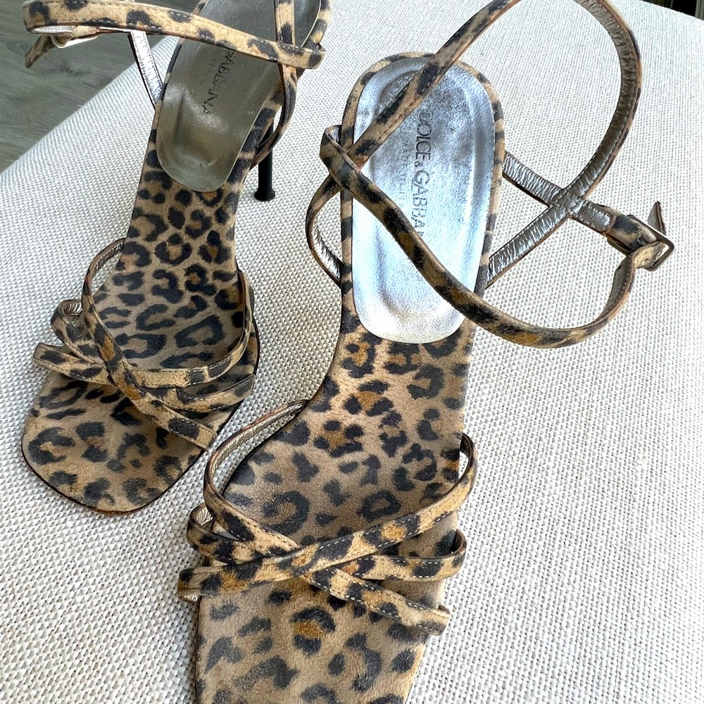 Dolce & Gabbana suede panther high heel sandals